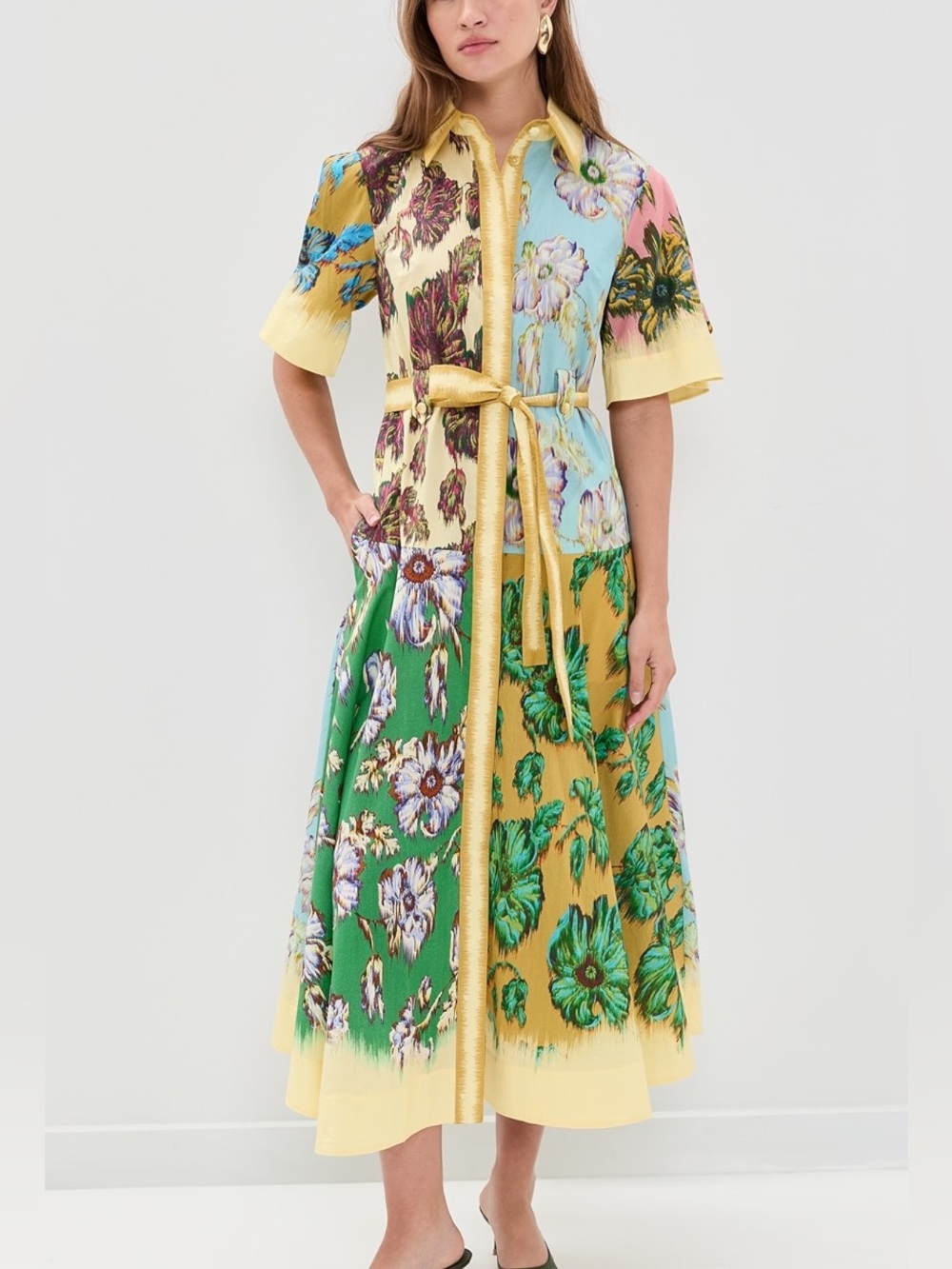 Alemais Jerry Shirtdress Floral Patchwork Shirt Dress, 2 4 6 8